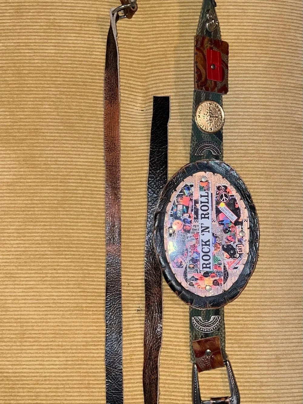 Leather accent belt